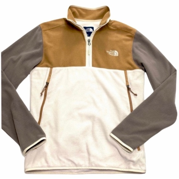 THE North Face Rare Retro Color Block Fleece Quarter Zip Pullover Brown / Cream - Picture 7 of 7